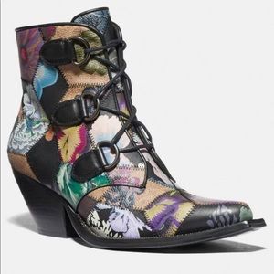 Coach multi color patch boots, like new, only worn once